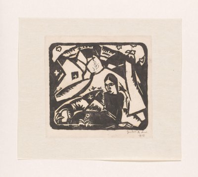 Bir manzara içinde oturan kadın by Gustave De Smet (signed by artist)