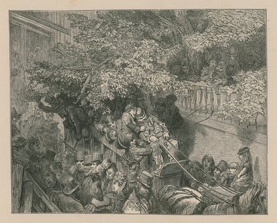 Kalabalık bir at arabası by Gustave Dore