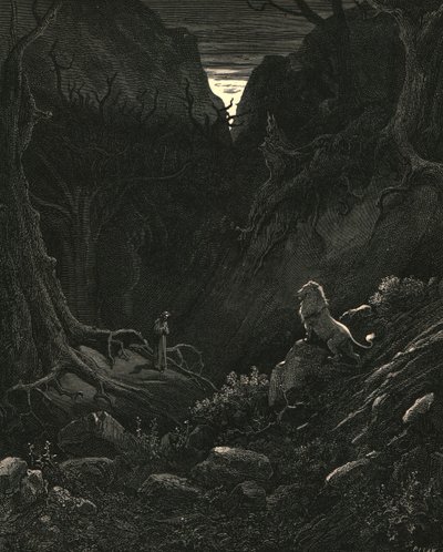 Görünüşe göre bana karşı bir aslan geldi, c1890. by Gustave Dore