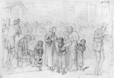 Paris Kuşatması albümü, Poissonniere kışlasının çorbası (kağıt üzerinde kalem ve kahverengi mürekkep yıkama ve kurşun kalem) by Gustave Dore