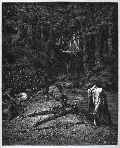 Ormanda Bivouac - Yerin güzelliği ile ikna oldular, şekerleme saatlerini orada geçirmeye karar verdiler - Miguel Cervantes