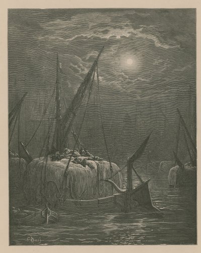 Thames üzerinde tekneler by Gustave Dore