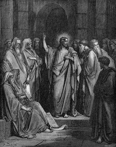 sinagogdaki İsa by Gustave Dore