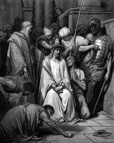 İsa alay etti ve başına Dikenli Taç kondu by Gustave Dore
