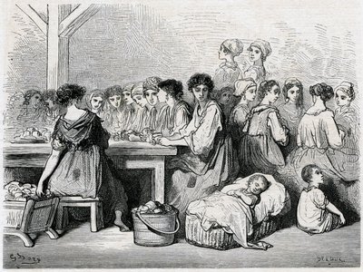 Sevilla Puroları. Puro, işçi, tütün imalatı. Gustave Dore