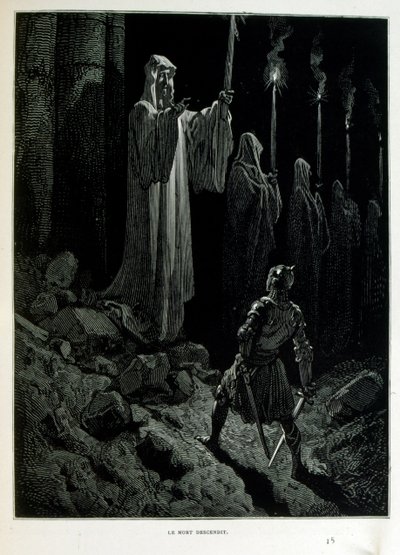 Croque-Mitain; 1863 illüstrasyonu, Gustave Dore (1832 – 1883); Fransız ressam, grafiker, illüstratör. Croque-Mitaine (Öcü), çocuklara onları korkutmak ve böylece daha akıllı hale getirmek için sunulan kötü niyetli bir karakter. by Gustave Dore