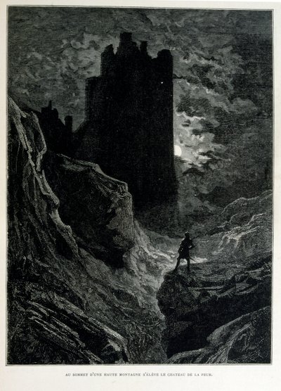 Croque-Mitain; 1863 illüstrasyonu, Gustave Dore (1832 – 1883); Fransız ressam, grafiker, illüstratör. Croque-Mitaine (Öcü), çocuklara onları korkutmak ve böylece daha akıllı hale getirmek için sunulan kötü niyetli bir karakter. by Gustave Dore