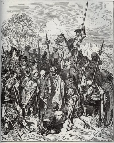 Don Kişot ve Sancho anıran köylülerin filosu ile - Miguel Cervantes