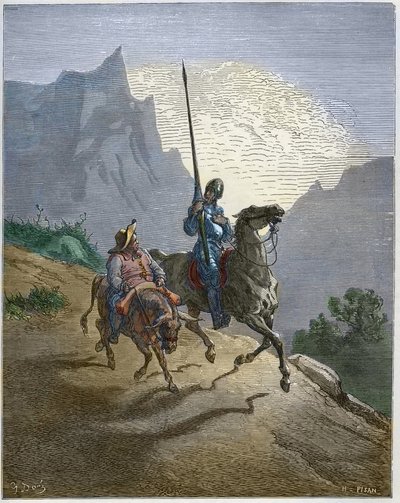 Sancho Panza ile Don Kişot - Miguel Cervantes tarafından Don Kişot de la Mancha " by Gustave Dore