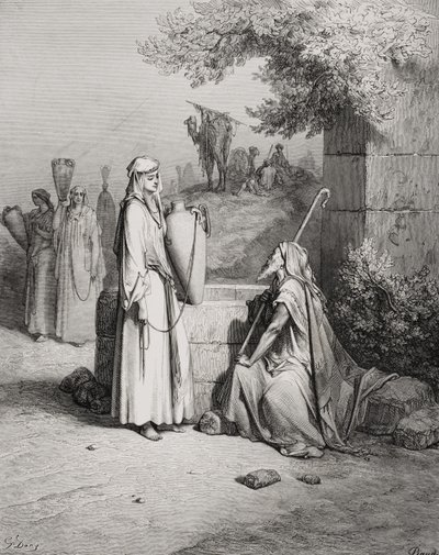Eliezer ve Rebekah, Yaratılış 24:15-21, Dore