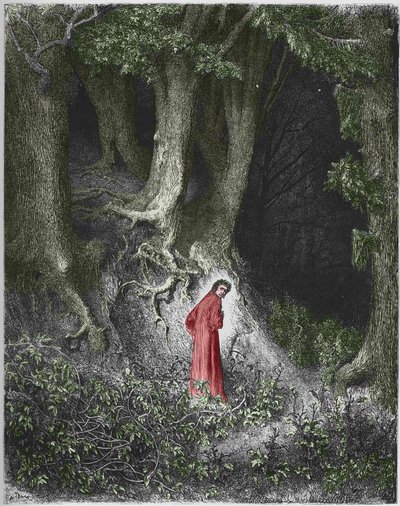 Cehennemin ilk şarkısı: Şair Dante kendini bir ormanda bulur. Gustave Dore
