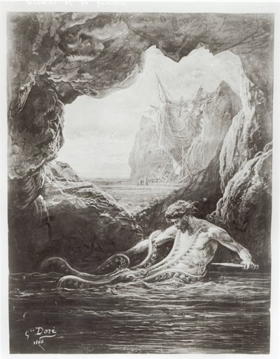 Gilliatt dev ahtapotla mücadele ediyor, Victor Hugo