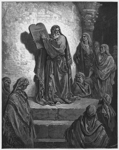 Gustave Dore İncil: Ezra, halkın kulağında yasayı okuyor by Gustave Dore