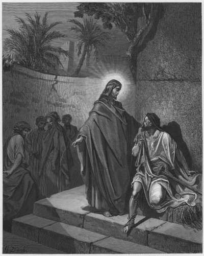 Gustave Dore İncil: İsa felçli adamı iyileştiriyor by Gustave Dore