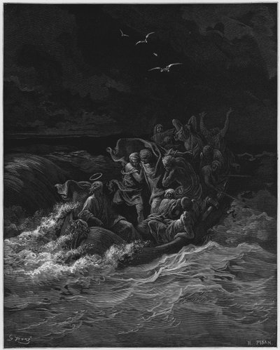 Gustave Dore İncil: İsa fırtınayı bastırıyor by Gustave Dore