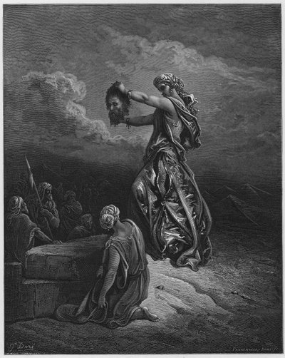 Gustave Dore İncil: Judith, Holofernes'in başını gösteriyor by Gustave Dore