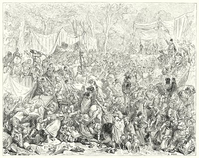 Gustave Dore'un Don Kişot'u: "Don Kişot'un Camacho ve Quiteria'nın düğününe gelişi" (gravür) by Gustave Dore