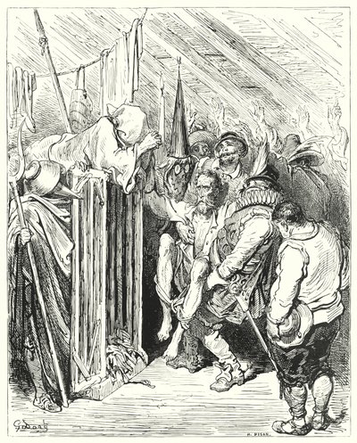 Gustave Dore'un Don Kişot'u: "Sabırsız olma, Ey Korkunç Figür Şövalyesi, hapsedilmen için" (gravür) by Gustave Dore