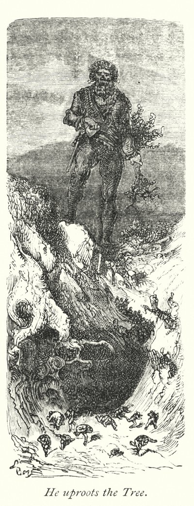 Ağacı Kökünden Söküyor (gravür) by Gustave Dore
