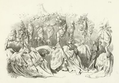 Louis XVI (gravür) saltanatında baş elbiseler by Gustave Dore