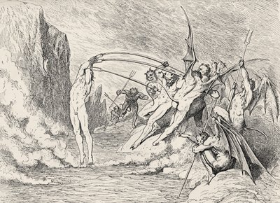 Dante'nin İlahi Komedya - Cehennem (La Divina Commedia, L'Inferno) için İllüstrasyonu by Gustave Dore