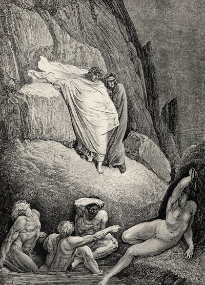 Dante'nin İlahi Komedya - Cehennem (La Divina Commedia, L'Inferno) için İllüstrasyonu by Gustave Dore