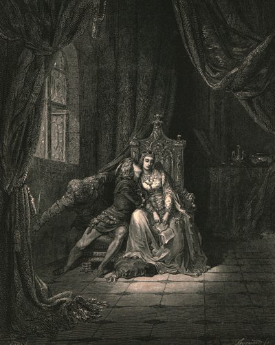 O gün yapraklarında daha fazla okumuyoruz, c1890. by Gustave Dore