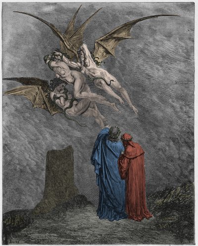 Cehennem, Canto 9: Korkunç Erinyes: Megaera, Tisiphone, Alecto by Gustave Dore