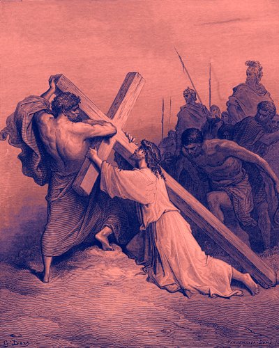 İsa çarmıhın altına düşüyor - İncil by Gustave Dore