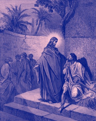 İsa felçli bir adamı iyileştiriyor - İncil by Gustave Dore
