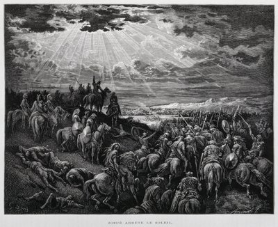 Joshua güneşi sabit tutuyor, Dore İncilinden Örnek by Gustave Dore