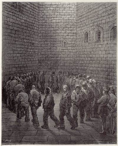 Mahkumların Hapishanede Yürüyüşü - Gustave Dore tarafından "" Londra "da by Gustave Dore