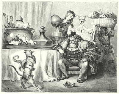 Usta Kedi veya Önyükleme Kedisi; Çizmeli Kedi (gravür) by Gustave Dore