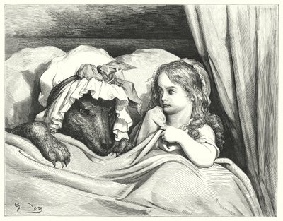 Le Petit Şaperon Rouge; Kırmızı Başlıklı Kız (gravür) by Gustave Dore
