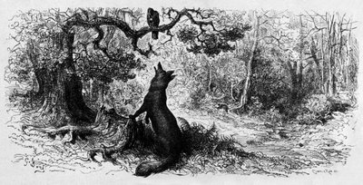 Kuzgun ve Tilki (gravür by Gustave Dore