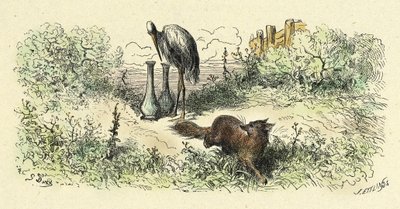 Tilki ve leylek (1861-1868 tarihli gravür) by Gustave Dore