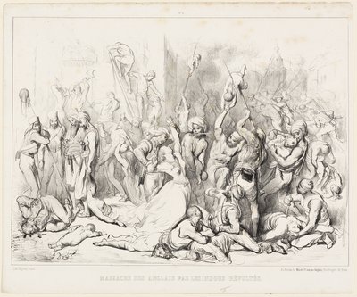 İsyancı Hindular Tarafından İngiliz Katliamı by Gustave Dore