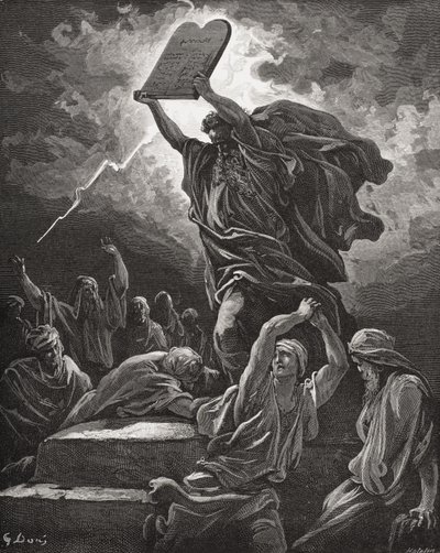 Musa Yasanın Tabletlerini Kırıyor, Çıkış 32:19, Dore