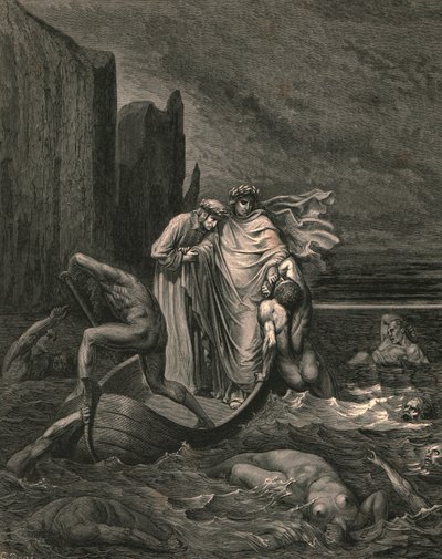 Bilge öğretmenim farkında, onu geri itiyor, c1890. by Gustave Dore