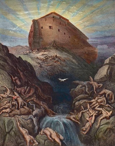 Noe dünyaya bir güvercin gönderir - Nuh, Gustave Dore (1832-1883) tarafından yapılan gravürde güvercini Ark