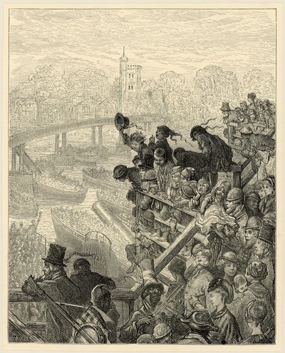 Oxford ve Cambridge Tekne Yarışı, Putney by Gustave Dore