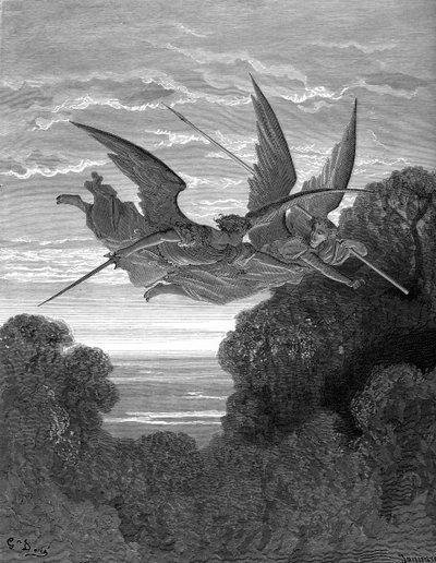 Kayıp Cennet: Ithuriel ve Zephon, Doré tarafından. by Gustave Dore