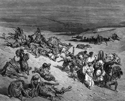 Mısır'ın Yedi Vebasından biri olan 'Veba': Çıkış. Gustave Dore'un çizimi (1832-1883) Fransız ressam ve İncil için kitap illüstratörü (Londra 1866). Ahşap oyma. by Gustave Dore