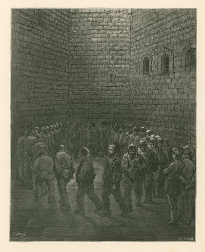 Newgate Hapishanesi egzersiz bahçesinde Mahkumlar by Gustave Dore