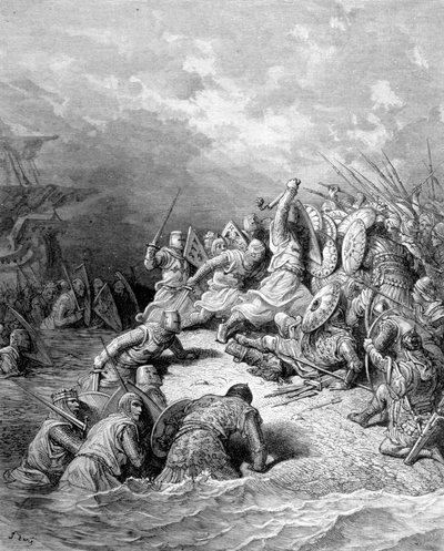 Richard Lion Heart, Joppé şehrini sunar - gravür Gustave Doré by Gustave Dore