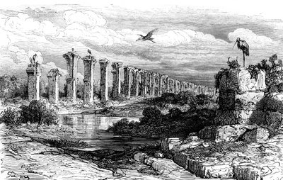 Roma su kemeri, Merida, İspanya, 19. yüzyıl by Gustave Dore