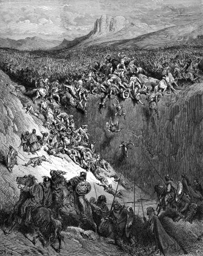Samson, Filistinlileri çene kemiğiyle öldürüyor, Doré- İncil by Gustave Dore