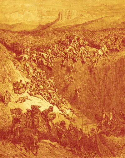 Samson Filistinlileri eşek çene kemiğiyle öldürüyor, yazan Doré - İncil by Gustave Dore