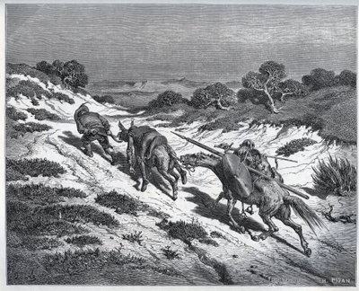 Sancho Panza, Don Kişot ve binekleri Yangers