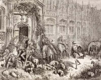 Charles Perrault imzalı Uyuyan Güzel filminden bir sahne. 1880 dolaylarında Barselona'da yayınlanan El Mundo Ilustrado'dan. by Gustave Dore